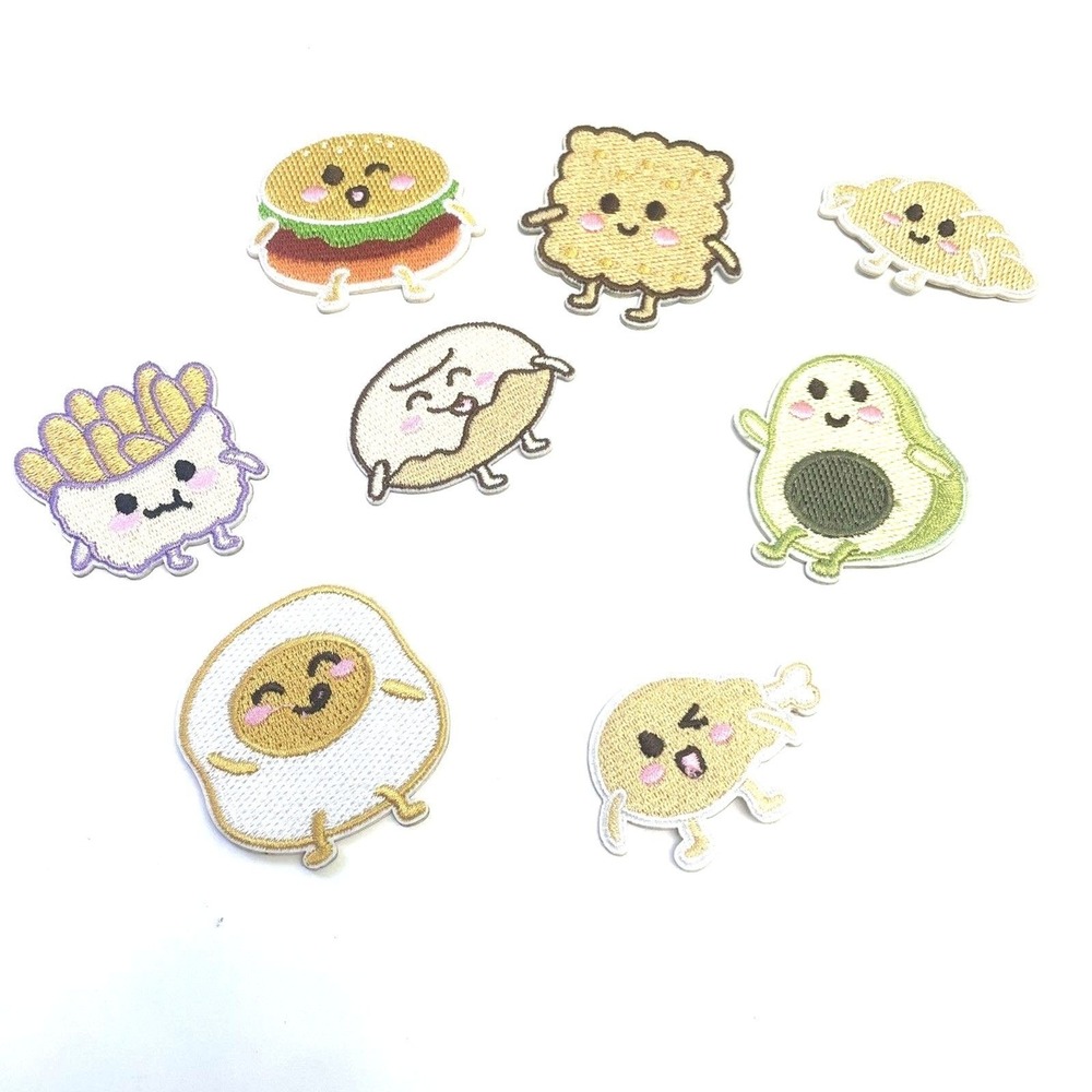 Unbranded Kawaii Food Iron On Patches Set 8pc Multicolor New Cute Snack